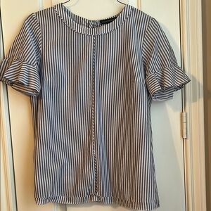 Banana Republic Blue and Pink Flutter Sleeve Blouse